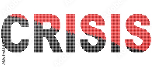 Crisis word simulating a finantial chart.