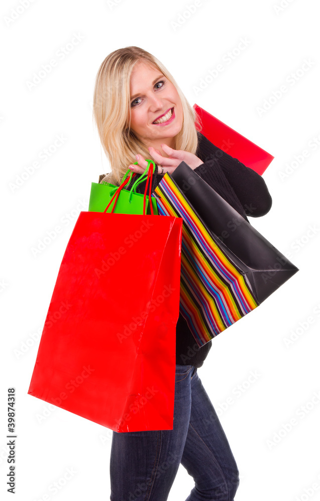 Beautiful blond girl with shopping bags Beautiful blond girl with shopping bags