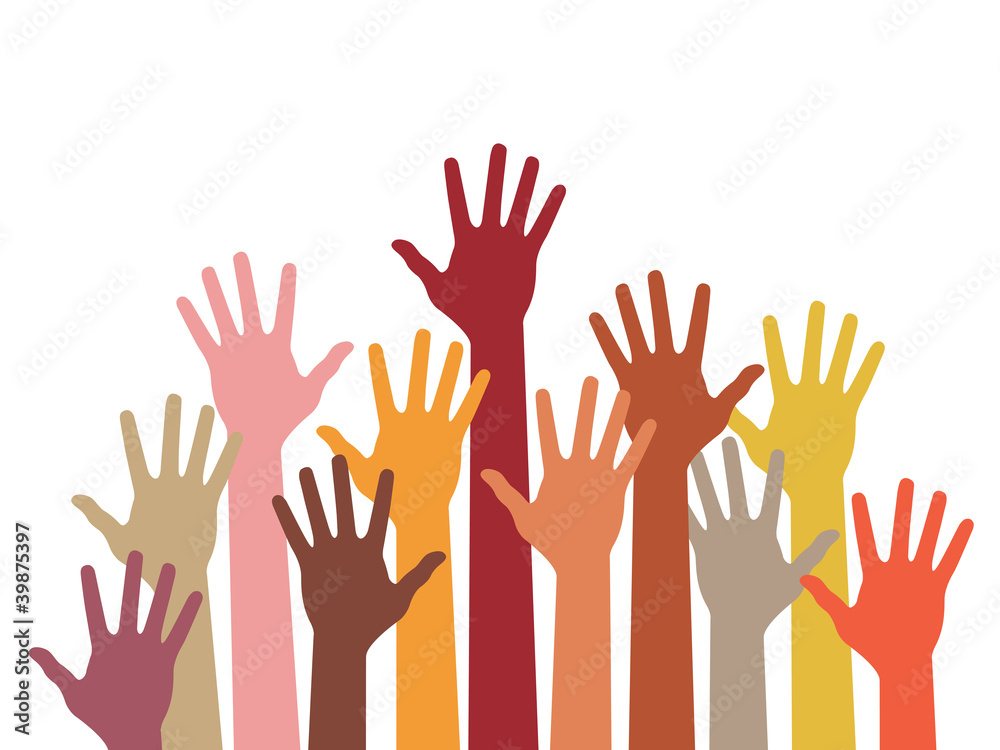 raised hands, abstract vector illustration