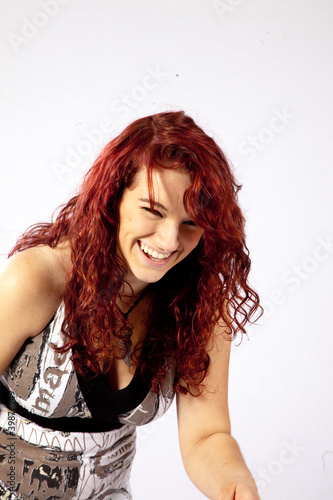 redhead woman laughing