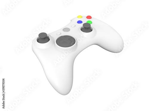 White Video Game Controller on White