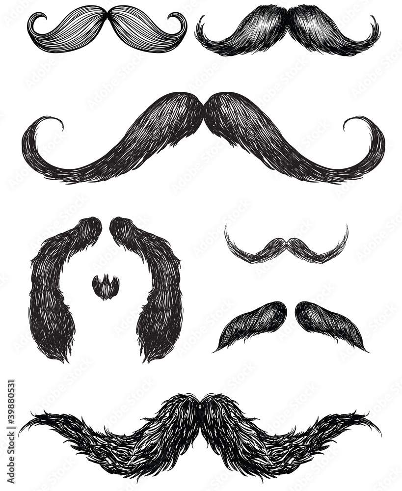 Naklejka premium Hand drawn mustache set