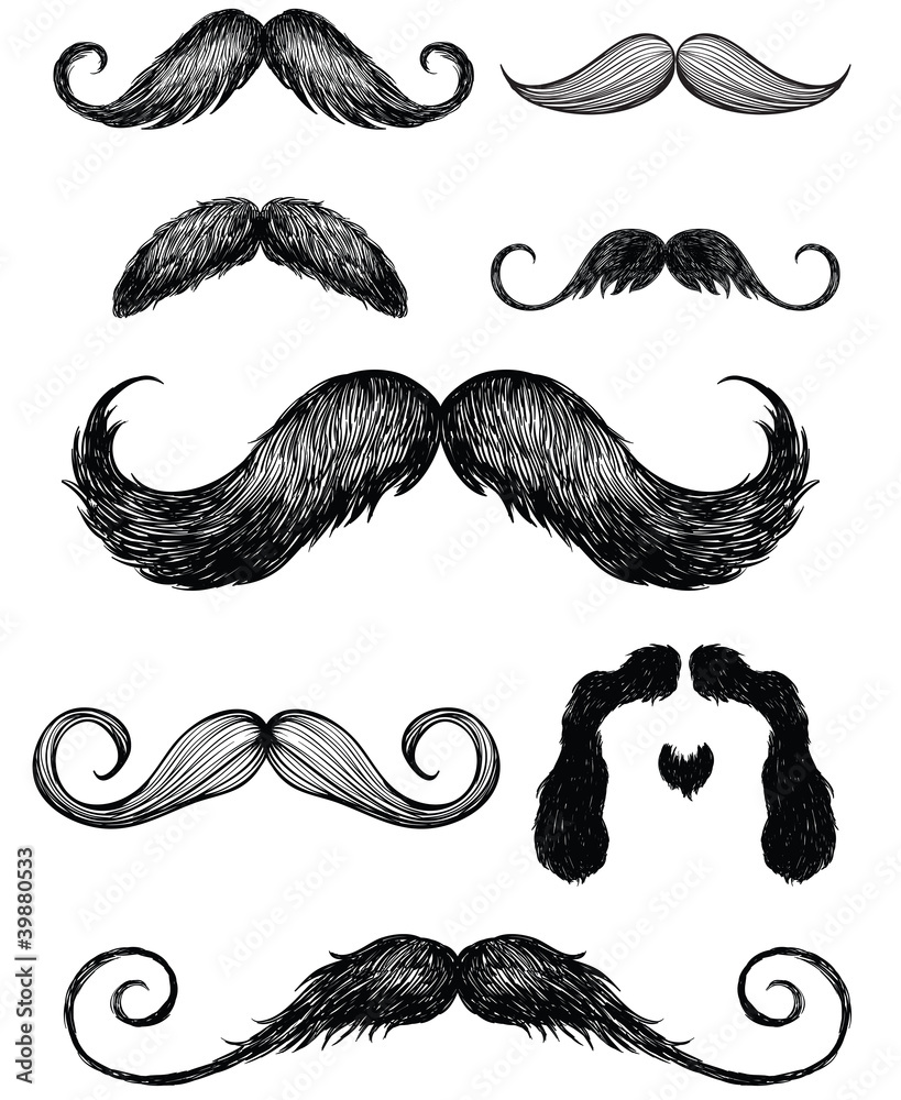 Fototapeta premium Hand drawn mustache set