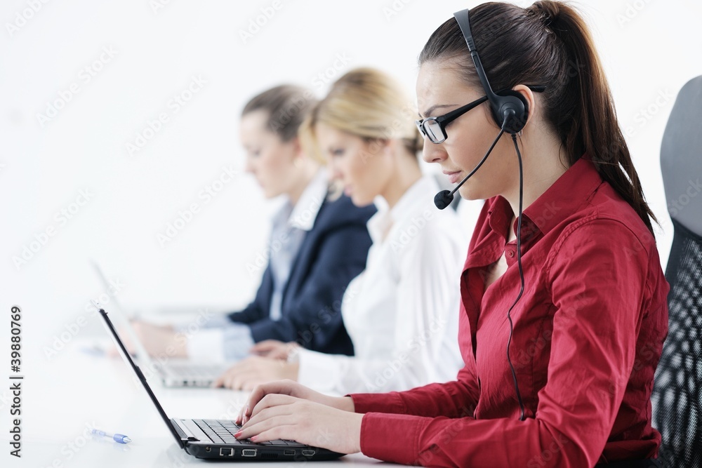 business woman group with headphones business woman group with headphones