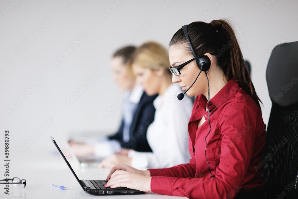 business woman group with headphones business woman group with headphones