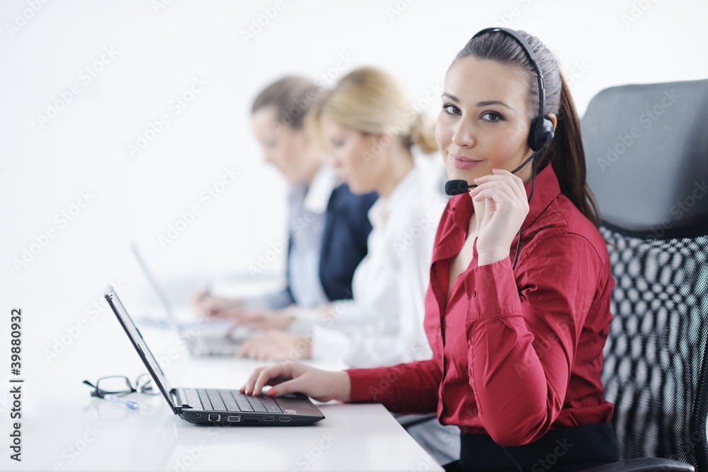 business woman group with headphones business woman group with headphones