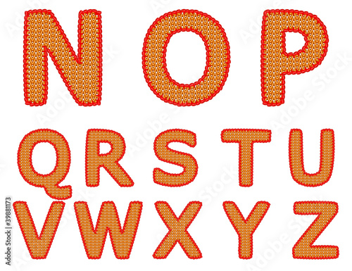 Knitted alphabet set from N to Z