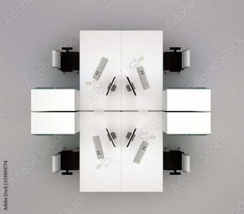 System office desks. Isolated . Top view