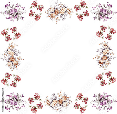 flowers frame in white background isolated © alephcomo1