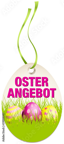 Hangtag Osterangebot Ostereier grün/pink