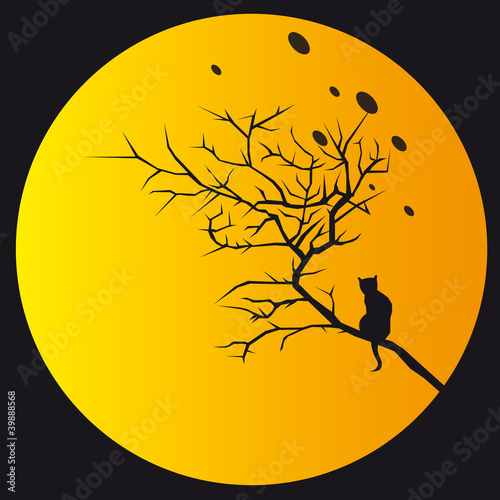 Halloween moon with cat
