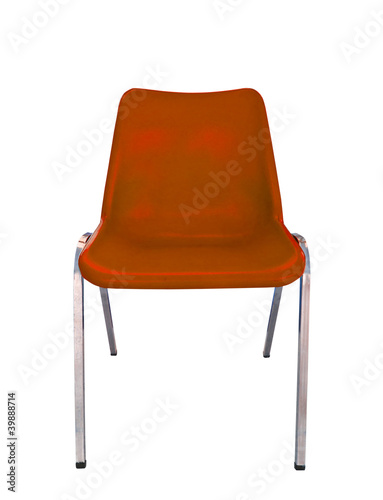 red plastic chair on white background