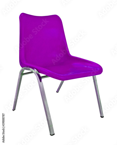 purple plastic chair on white background
