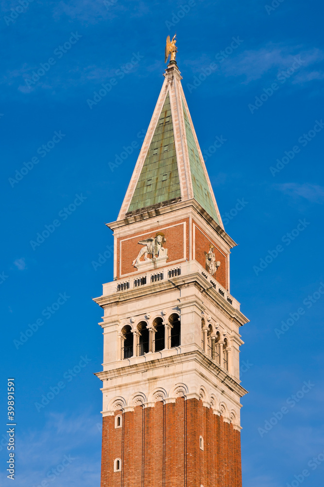 Campanile bell tower at dawn in Venice