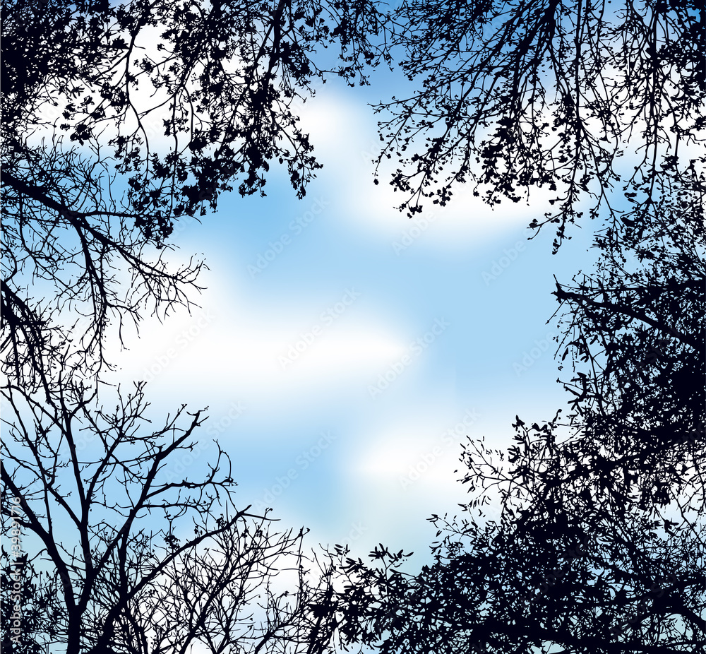 Vector background as a frame of interlaced branches of trees aga Stock ...
