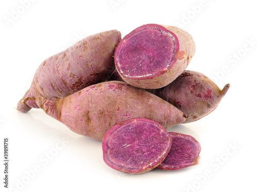sweet potatoes on the white background