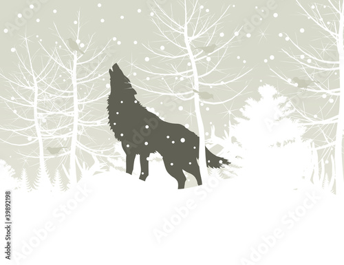 Wolf in wood