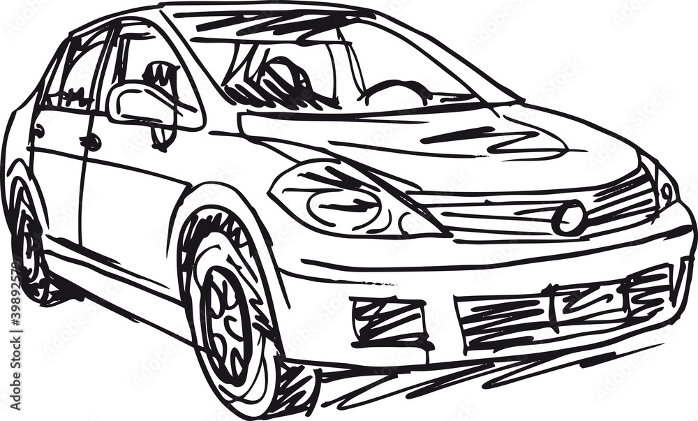 sketch of 3 cars. Vector illustration