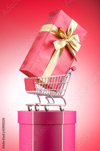 Christmas shopping concept with shopping cart