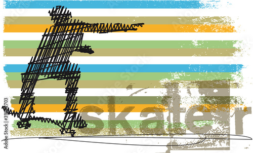 Abstract Skateboarder jumping. Vector illustration