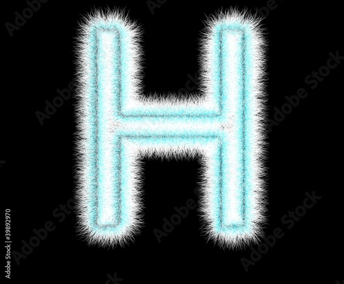 Symbol "H" from wool on a black background