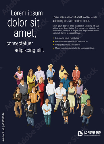 Colorful template for advertising brochure with business people