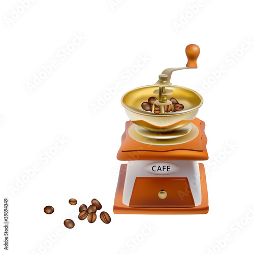coffee mill beans (EPS 8) isolated