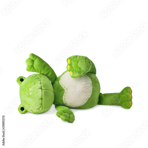 stoffpuppe grüner frosch
