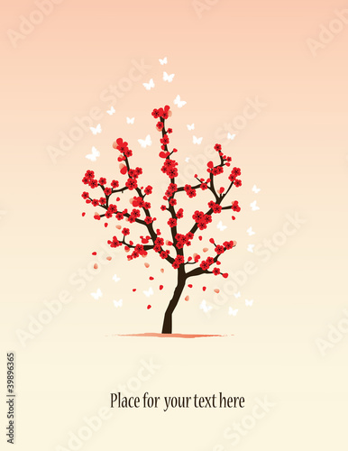 vector sakura tree