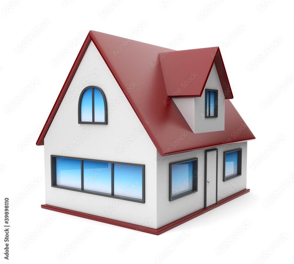 Small house. Icon 3D. Isolated on white background Small house. Icon 3D. Isolated on white background
