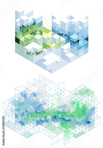 abstract cubic background, vector