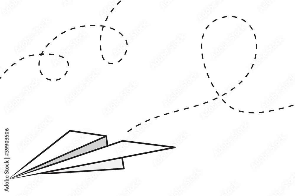 Isolated paper airplane with flying trail Stock Vector | Adobe Stock