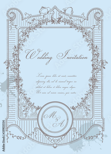 Vintage Wedding Card - High Quality Detailed Retro Frame in vect