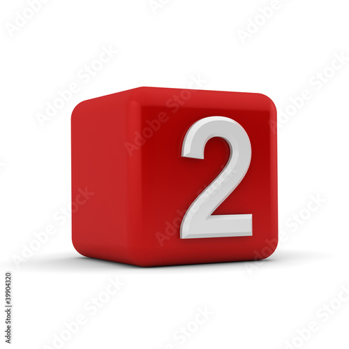 Red 3D block with number two photo