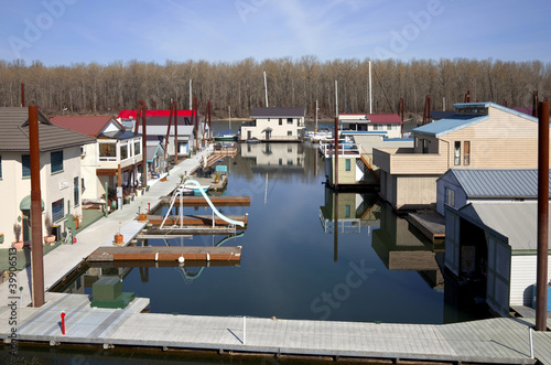 Floating homes neighborhood, Portland Oregon. photo