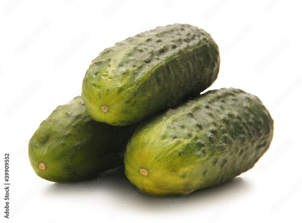 Fresh green cucumbers isolated on a white background Fresh green cucumbers isolated on a white background