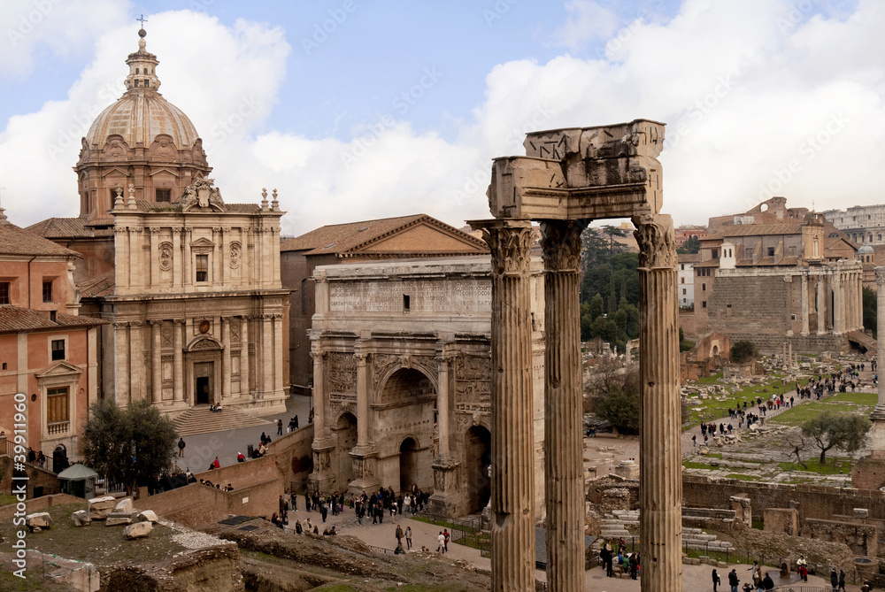 The Ancient Roman Forum in Rome Italy