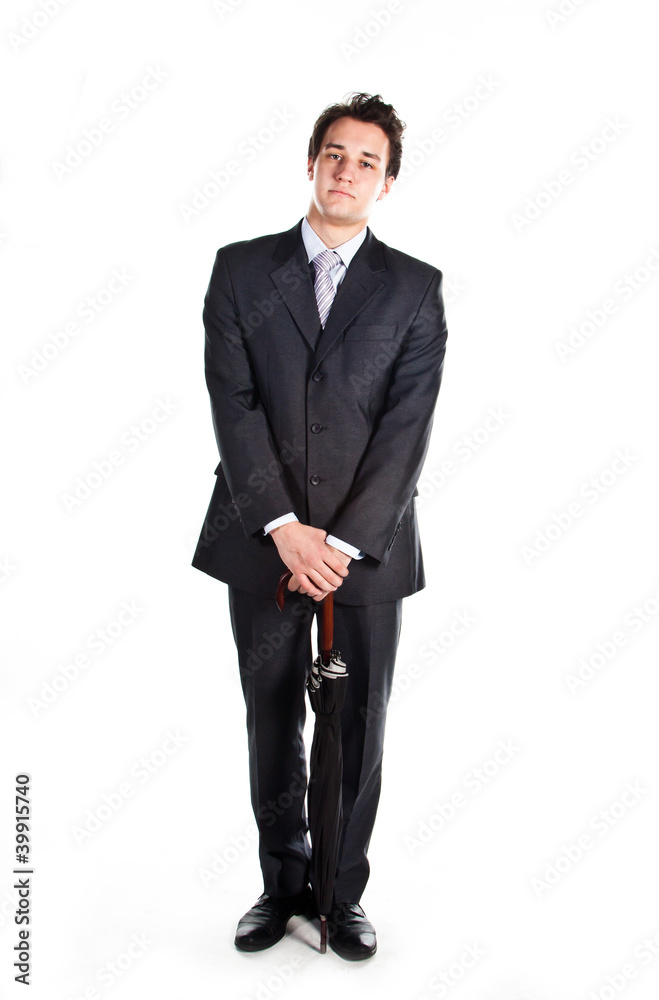 Business man with an umbrella