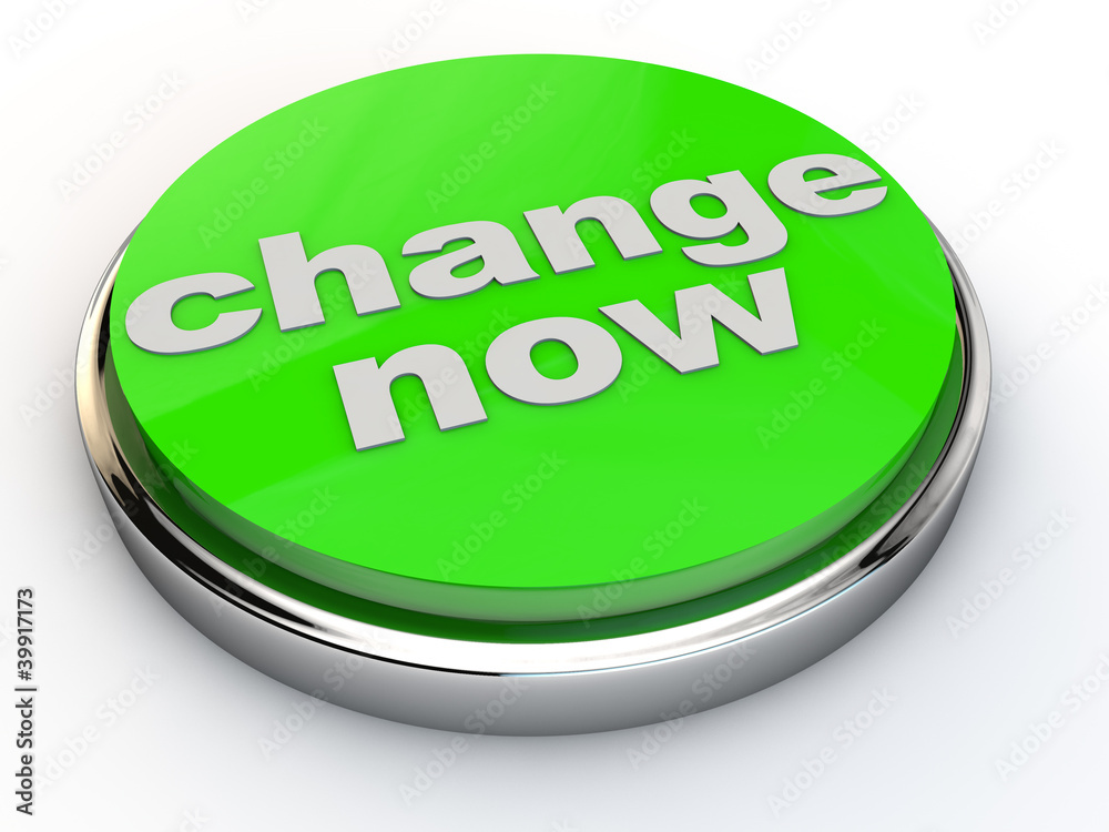 green change now button with chrome over white Background green change now button with chrome over white Background