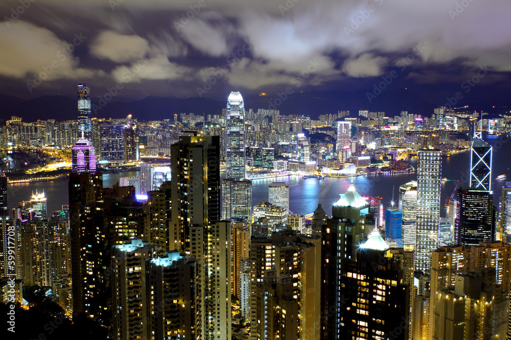 Hong Kong view from the peak at night