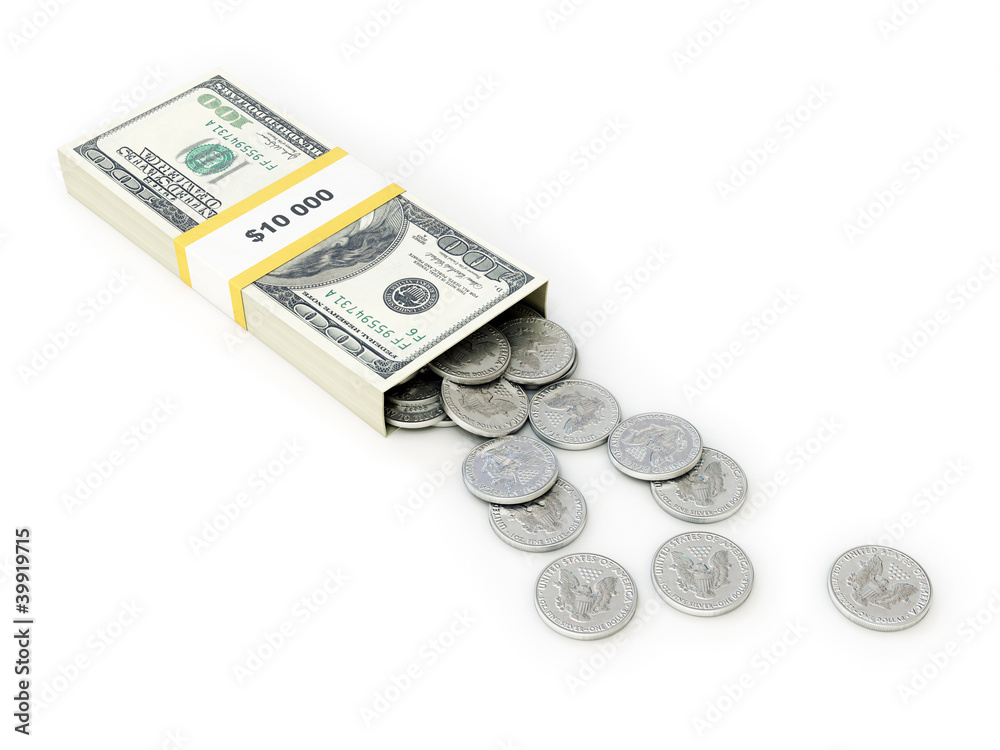 Fototapeta premium usa dollar money box on white isolated background