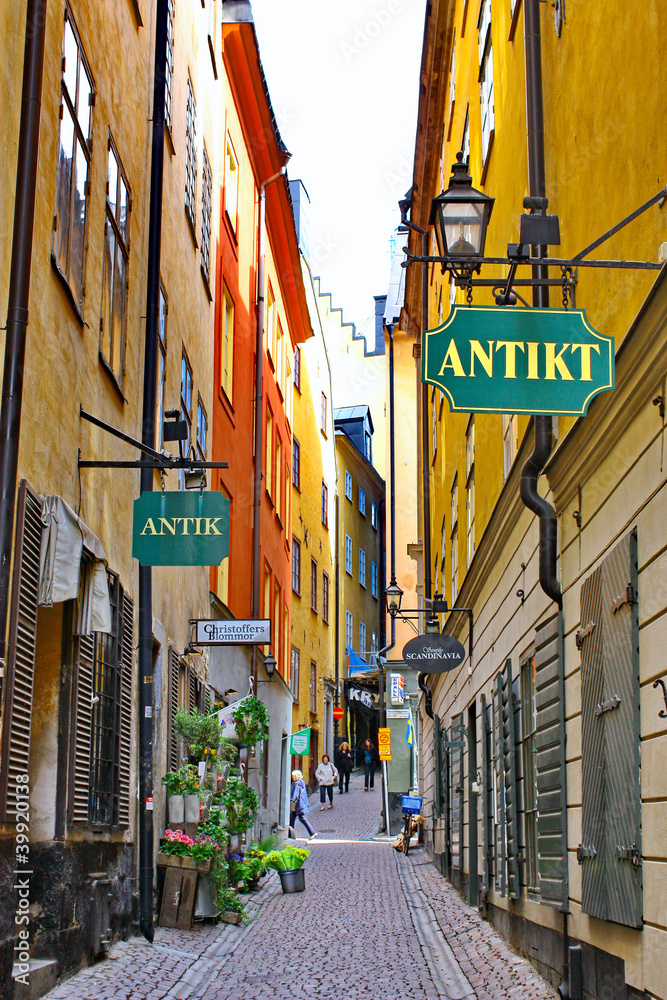 The street of The Old Town (Gamla Stan) in Stockholm