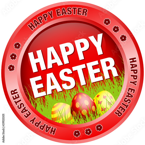 Button Happy Easter Eggs Red