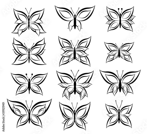 set of Butterfly Vector