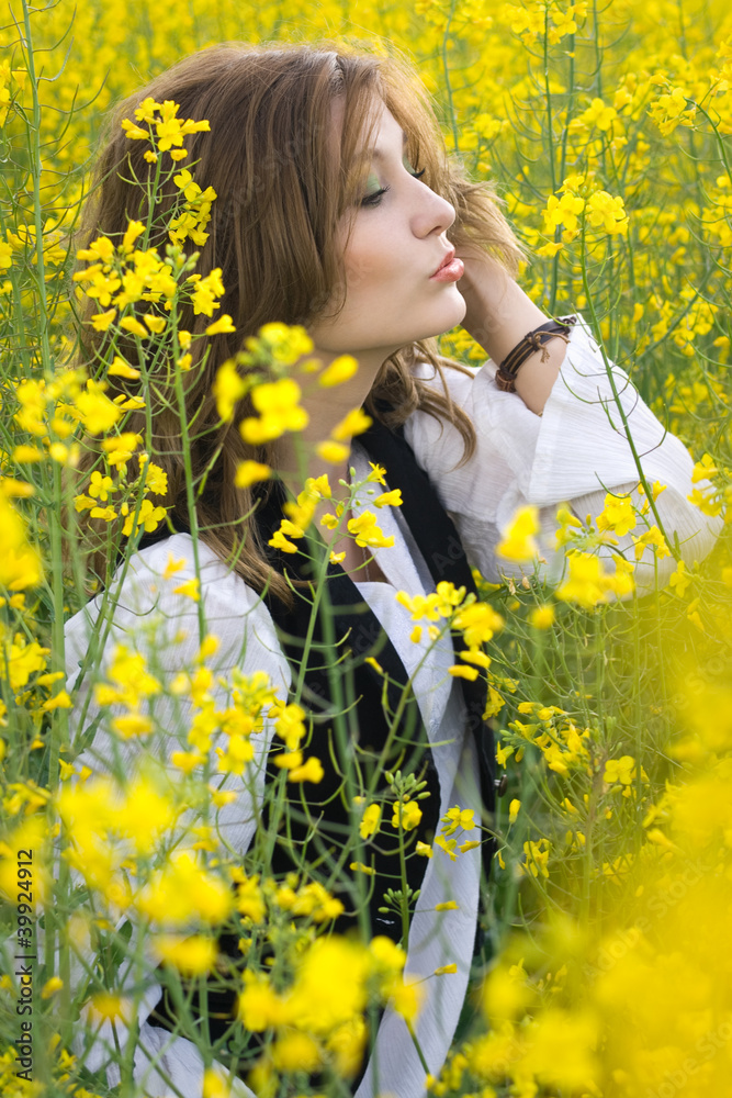 girl in rapeseed field girl in rapeseed field