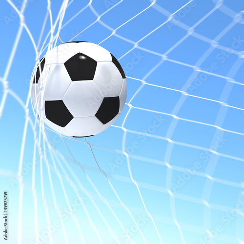 3d rendering soccer ball in a net © tigger11th