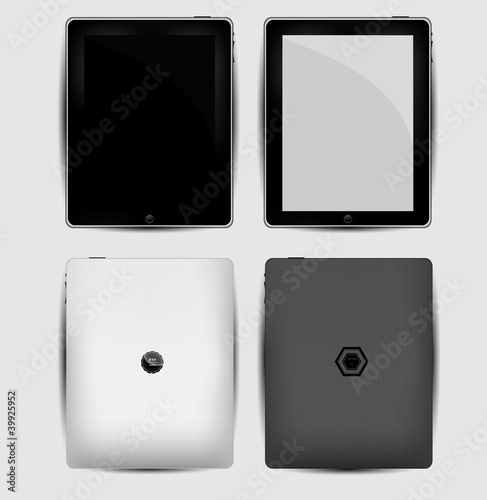 Vector Black abstract tablet pc on white background render.