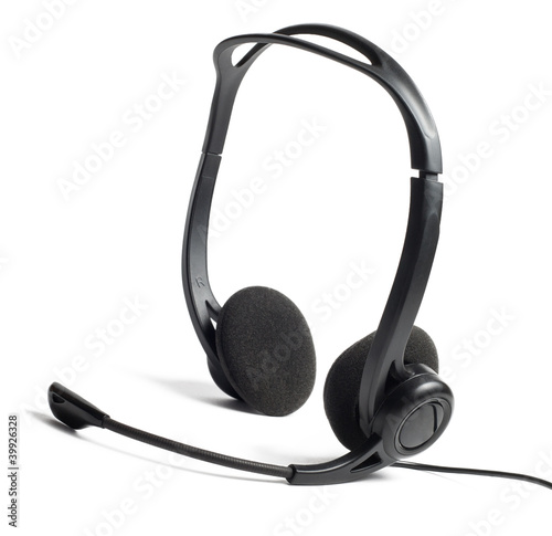 Headphones with microphone isolated on white