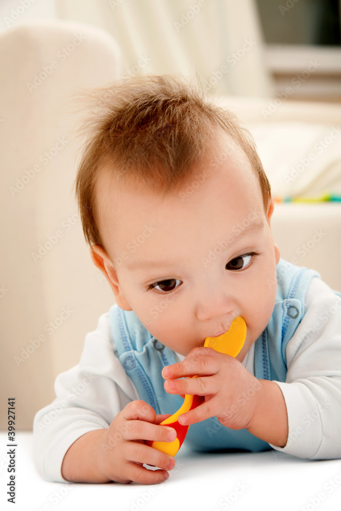 baby with spoon baby with spoon