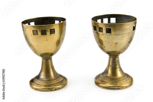 Old brass egg cups